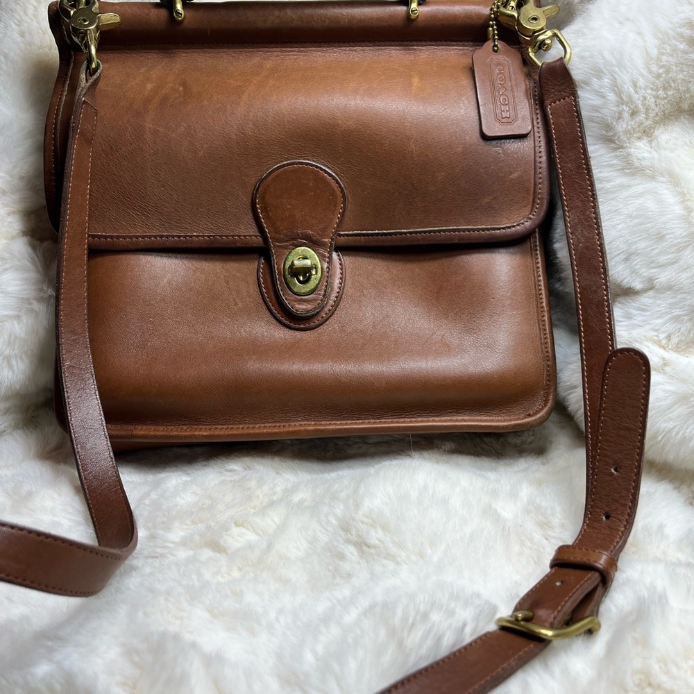 Coach Brown Crossbody Bag with Vintage Turnlock Closure